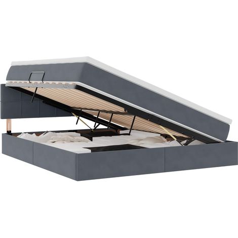 Maison Exclusive - LED-Speicherbett mit Matratze Dunkelgrau 160 x