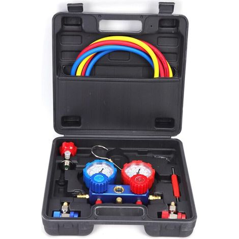 Kit de Recharge de Réfrigérant de Climatisation,Réfrigérant de Collecteur Climatisation Kit Jauge avec Boîtes pour R410A R134A R536A R536G R636G R40 R22 R134a R404a