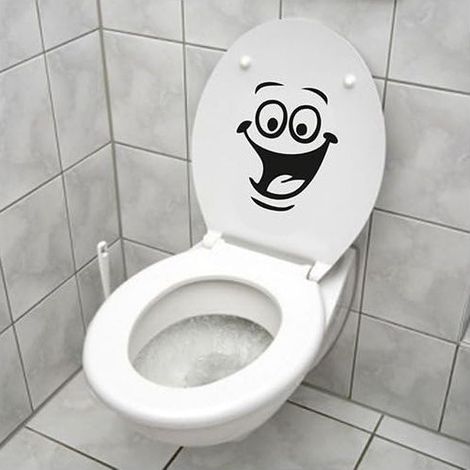 Autocollant Smiley,Sticker Mural Drle pour WC,Salle de Bain,Cuisine,PVC,1 Couleur,Taille Unique (1/5)