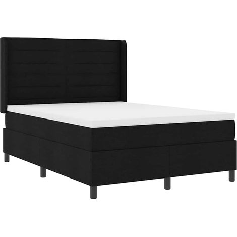 Maison Exclusive - LED Boxspringbett mit Matratze Schwarz 140 x 1