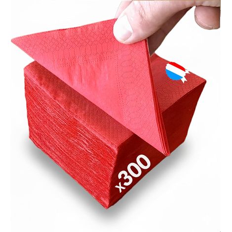 300 Mini-Cocktailservietten aus Papier – Rot, 20 x 20 m – Hergestellt in Frankreich – Weich und saugfähig – Doppellagig – Ideal für Geburtstage, Picknicks und Hochzeiten – Papierhandtücher (1/5)