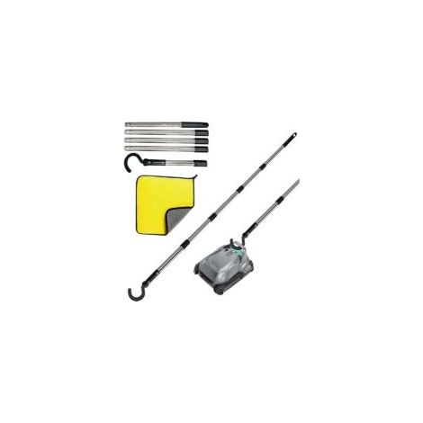 Gancio per robot da piscina con manico telescopico in acciaio inox da 180 cm (5 sezioni), asta multifunzionale per aspiratore, retino, spazzola e robot, con 1 asciugamano