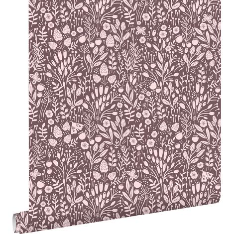 papier peint fleurs violet aubergine - ESTAhome (1/5)