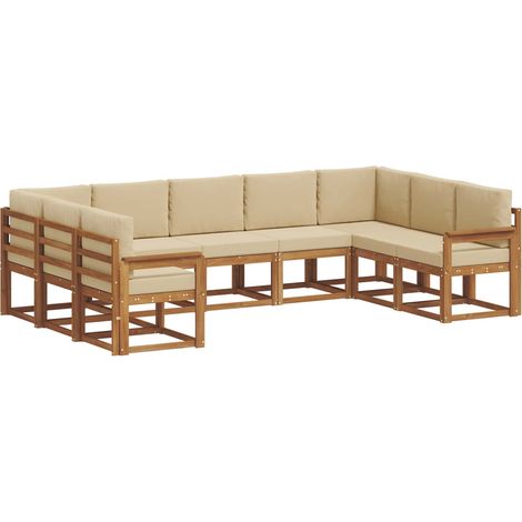 Outdoor Sofa Set with Cushion 9 pcs Natural and Beige vidaXL (1/5)