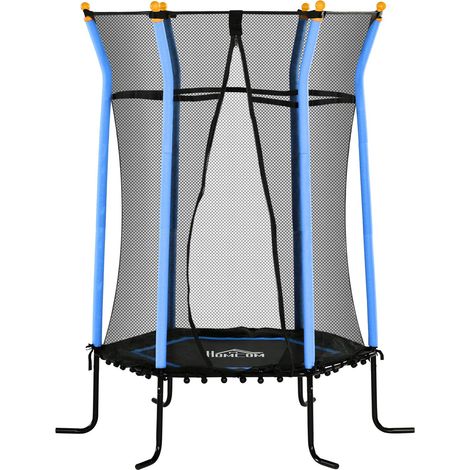 Kinder Trampolin Ø163,5 cm, Indoor Trampolin mit Sicherheitsnetz Randabdeckung Gummiseil, Kindertrampolin bis 50 kg, für Kinder 3-10 Jahre Blau