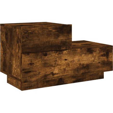 Mesita de noche con luces LED y cajones 70 x 36 x 40,5 cm madera de ingeniería marrón DEC033178 (1/5)