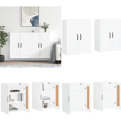 Armoires murales 2 pcs blanc bois d'ingénierie - Rangement - Bois d'ingénierie (1/5)