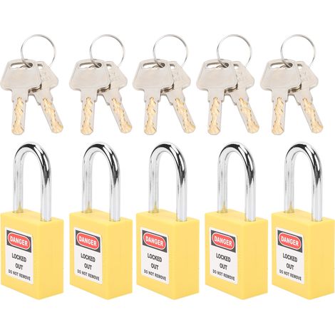 jeux de cadenas de consignation isolants LOTO 38 mm en nylon PA et acier pour la logistique et le transport de l'énergie nucléaire (jaune) (1/5)