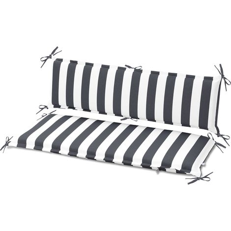 Aoodor Outdoor Tufted Bench Cushion, 108x45 cm Fade-Resistant Garden Seat Cushion 2 Seater with Back-GREY