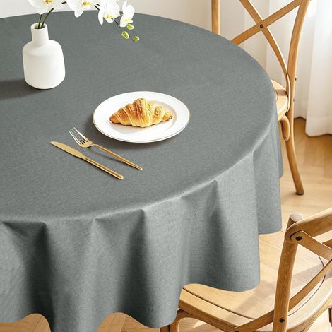 Runde PVC Tischdecke 120 cm Grau, abwischbar, wasserdicht, fleckabweisend