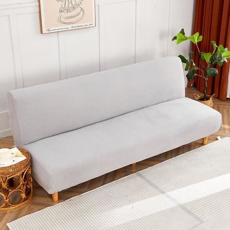 Housse de canapé sans accoudoirs, Housse de futon Extensible, Protection antidérapante pour canapé sans accoudoirs,Gris (1/4)
