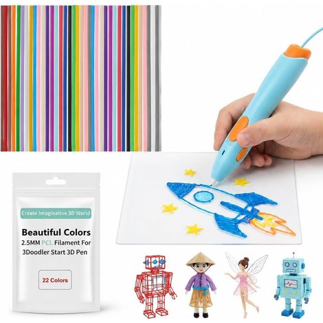 110 Pièces Recharges de Filament Stylo 3D, Compatible avec 3Doodler Start+ (1/5)