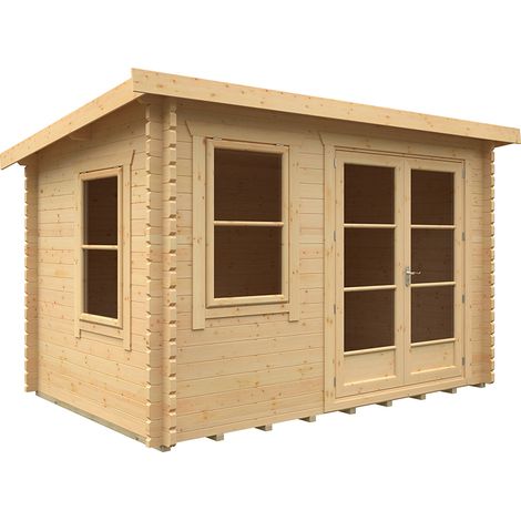 12x8 The Belton 44mm Cabin - L355 x W235 x H232.8 cm - Solid Wood/Softwood/Pine - Natural