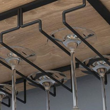 Porte-verres à pied noir à 4 fentes en fil de fer, conception assemblée, résistant à la corrosion, facile à nettoyer, support de rangement pour verres de bar (1/5)