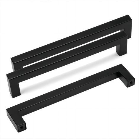 10 poignées de meuble en acier inoxydable noir de 128 mm avec vis, poignées de cuisine, de placard, de meuble et de tiroir pour la décoration de la cuisine et de la maison (1/5)