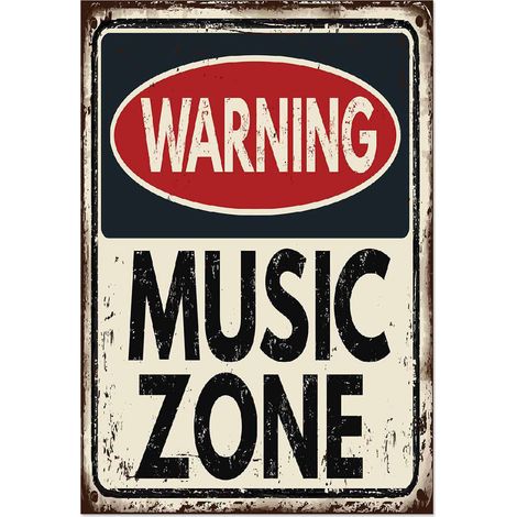 Lupia - Quadro moderno Canvas World WARNING MUSIC 24x35 cm, Stampa su Tela Telaio in Fibra di Legno, Stampa Stile Vintage, Decorazione Cucina Sala da Pranzo bar hotel ristorante pizzeria, Retrò (1/4)
