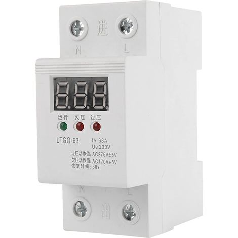 Relais de sous-tension, relais de surveillance de tension ca 230V Relais de sous-tension de tension de reconnexion automatique Relais de tension numérique 2P/63A (1/5)