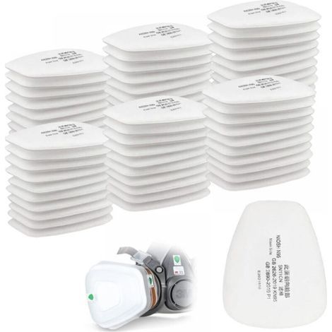 Paquete de 60 filtros de algodón, filtro para mascarilla facial completa, filtro insertable 5n11 CN, filtro de algodón para filtros 6000, 6200, 6800, 7501, 7502, FF402 (blanco) (1/4)