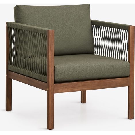SKLUM Gartenstuhl mit Armlehnen aus Akazienholz Branson Tiefes Grün Olive Akazienbraun dunkel (1/5)
