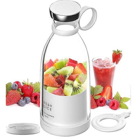 (Weiß) Kompakter Standmixer, tragbarer Standmixer, akkubetriebener USB-Standmixer (1/5)