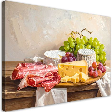 Quadro su tela, Tagliere di salumi e formaggi, 30x20 (1/5)