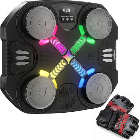 Musikalische Boxmaschine, Kinder-Sportspielzeug - Wandmontiertes Bluetooth-Ziel mit Licht und Sound, Geschenk für Jungen und Mädchen im Alter von 3 bis 12 Jahren (Schwarz) (1/5)