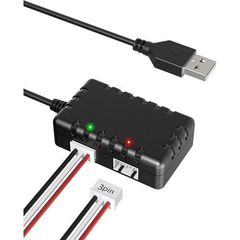 Chargeur de batterie lithium 7,4 V 1 A, chargeur USB 2-en-1 pour batterie LiPo 2S, connecteur XH-3P, compatible avec Con Axial SCX24 SCX10, voitures, camions, drones, bateaux, quadricoptères et modèle (1/5)