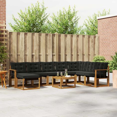 vidaXL Outdoor-Sofagarnitur 9 Stk. Natürlich und Schwarz (1/5)