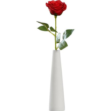 Grand vase conique en céramique blanche pour petits bourgeons - Vase floral décoratif pour décoration d'intérieur, centres de table, arrangements de bouquets (1/5)