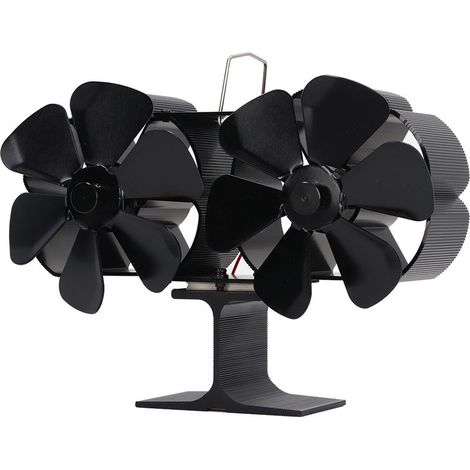 Wakects Ventilateur pour poêle pour cheminée, 6 pales, ventilateur pour cheminée, ventilateur pour cuisinière, diffuseur de chaleur impuissant ventilateurs à double tête pour poêles à bois (1/5)