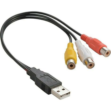 Sollbry 2 pieces Nouveau Usb 2.0 Mâle À 3 Rca Rgb Femelle Vidéo Av A/v Convertisseur Câble Pour Hdtv Pc (1/4)