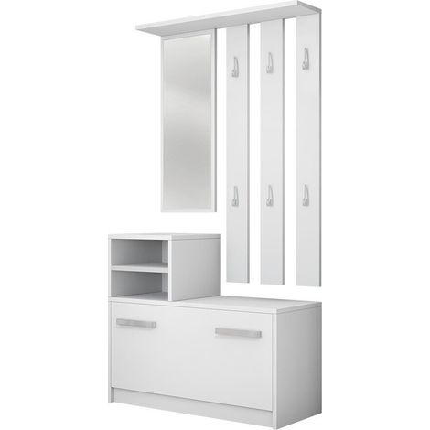 Conjunto para recibidor Candum, Blanco, 0x0x0cm, Espejo, Aglomerado laminado, Colocada, Montada en la pared (1/4)