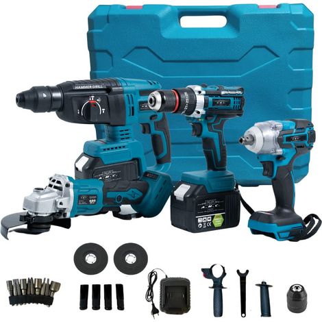 Kit 4 in 1 Avvitatore + Avvitatore a Impulsi + Smerigliatrice + Tassellatore 88V (1/5)