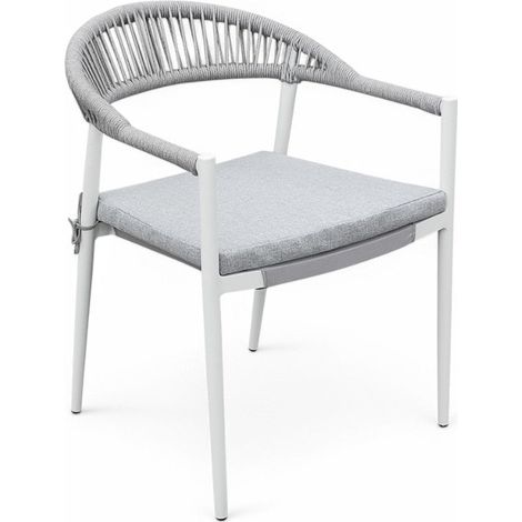 Poltrona sedia in alluminio con schienale in corda seduta in textilene 57x58xH76 cm (1/2)
