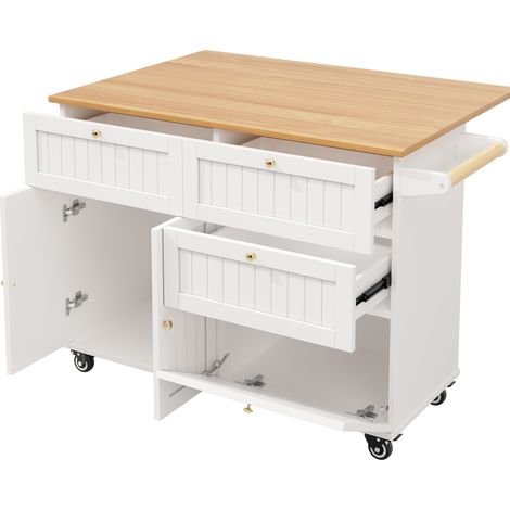 Isola da cucina bianca in MDF e metallo 133 x 37,3 x 88 cm con vano portaoggetti (1/5)