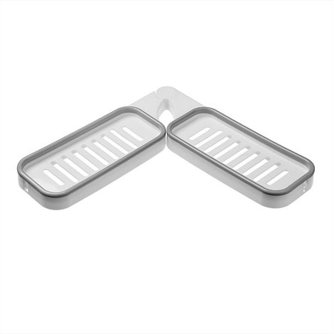 Etagère D'Angle Pour Lavabo - Support Mural Pliable Sans Perçage En PP - Rangement Pour Salle De Bain Et Evier - 33 X 33 X 3 Cm - 1 Pièce (1/4)