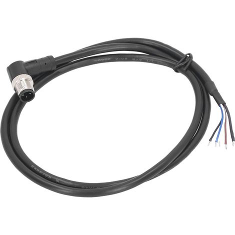 Câble de connecteur M12, 4 broches, blindé, Angle droit, étanche, Aviation avec ligne de 1m, 250VAC 250VDC (1/5)