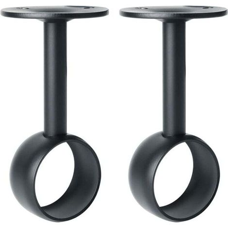 Support de Tringle à Rideaux Support Tringle Penderie avec Vis Support de Plafond pour Rideau et Armoire, Noir Mat en Acier Inoxydable, Diamètre 32 mm, 2 Pcs (1/5)