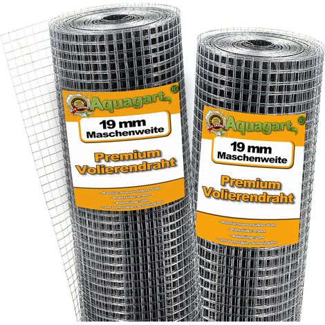 Aquagart – Grillage souple 20 m x 1 m – Acier galvanisé à chaud – Maille 19 mm x 19 mm – Épaisseur 0,9 mm pour volières et cages à animaux (1/5)