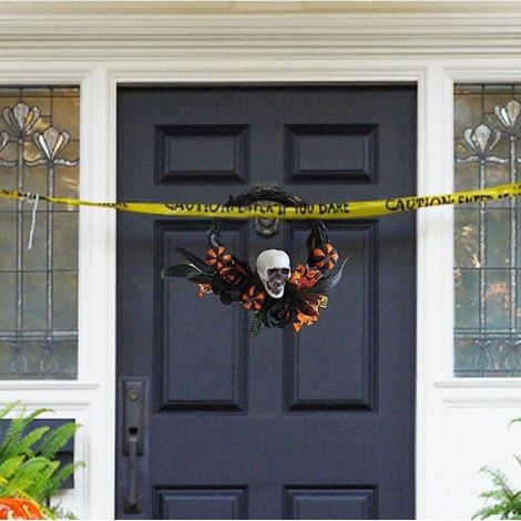 Couronne de Crâne D'Halloween, DéCorations de Porte D'EntréE D'Halloween DéCorations D'Halloween pour Porte, Mur, FenêTre, Jardin (1/5)