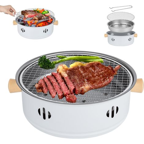 Portable Charcoal BBQ Grill with Non Stick Baking Tray for Indoor Outdoor Kitchen Home Picnic Camping (1/5)
