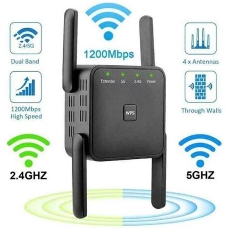 Amplificateur WiFi Puissant sans Fil –Répéteur WiFi 1200 Mbps 5GHz & 2.4GHz Dual Bande (1/4)