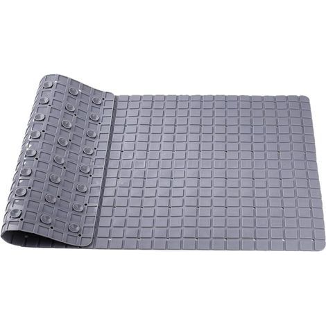 Rutschfeste Duschmatte mit Saugnapf und Abflussloch, geeignet für Badewanne und Dusche, schimmelresistent, 70 x 40 cm, grau (1/4)