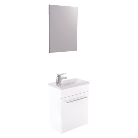 ONDEE ZEN - Lave-mains NINO - avec miroir - 44cm - Blanc - Laqué - Livré en kit (1/5)