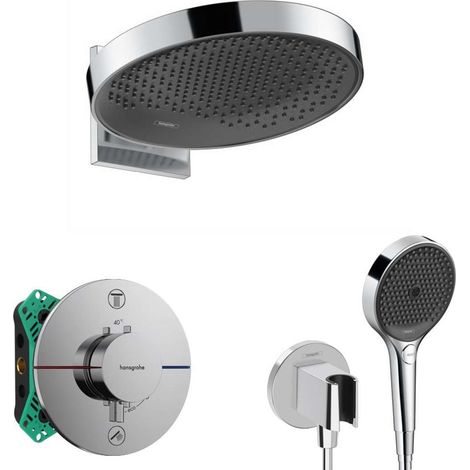 Hansgrohe - Brauseset mit Unterputz-Thermostat, mit Einbaukörper, Durchmesser 36 cm, 3 Strahlarten, Chrom SANI21HHH010 (1/5)