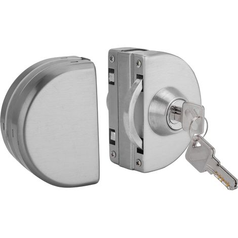 Serrure de porte coulissante en acier inoxydable avec 3 clés pour porte en verre de 10 à 12 mm d'épaisseur, avec poussoir, pour la maison (1/5)