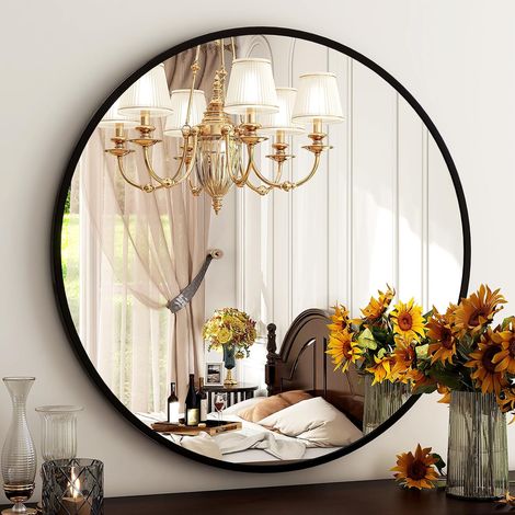 Miroir de salle de bain rond de 61 cm (24 pouces), miroir mural rond (1/5)