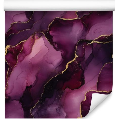 Carta da parati effetto inchiostro bordeaux, viola, prugna e nero 50x1000 cm (1/5)