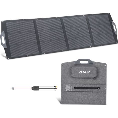 VEVOR 200W Faltbares Solarpanel, Tragbares Solarmodul mit 24% Effizienz IP67 Wasserschutz Monokristalline Solarzellen, Mobiles Solarladegerät mit USB-A Typ-C & DC Anschluss für Camping Outdoor Notfall (1/5)