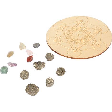 Ensemble de grilles de cristaux de guérison, grilles de cristal colorées, planches de divination avec chakras, pierres de cristal pour la méditation et le sommeil A07 (1/5)